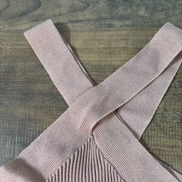 GB Tan Ribbed Knit Asymmetrical Crop Tank Top Size M - Picture 6 of 9